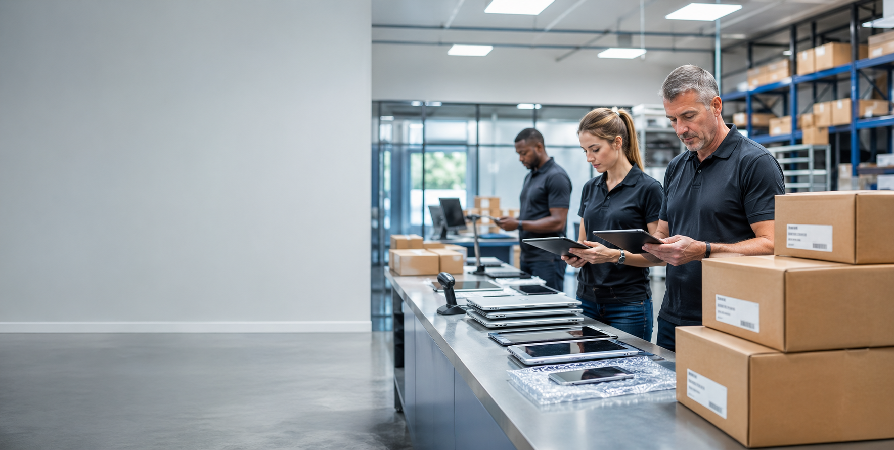 Organized electronics receiving and inspection operation